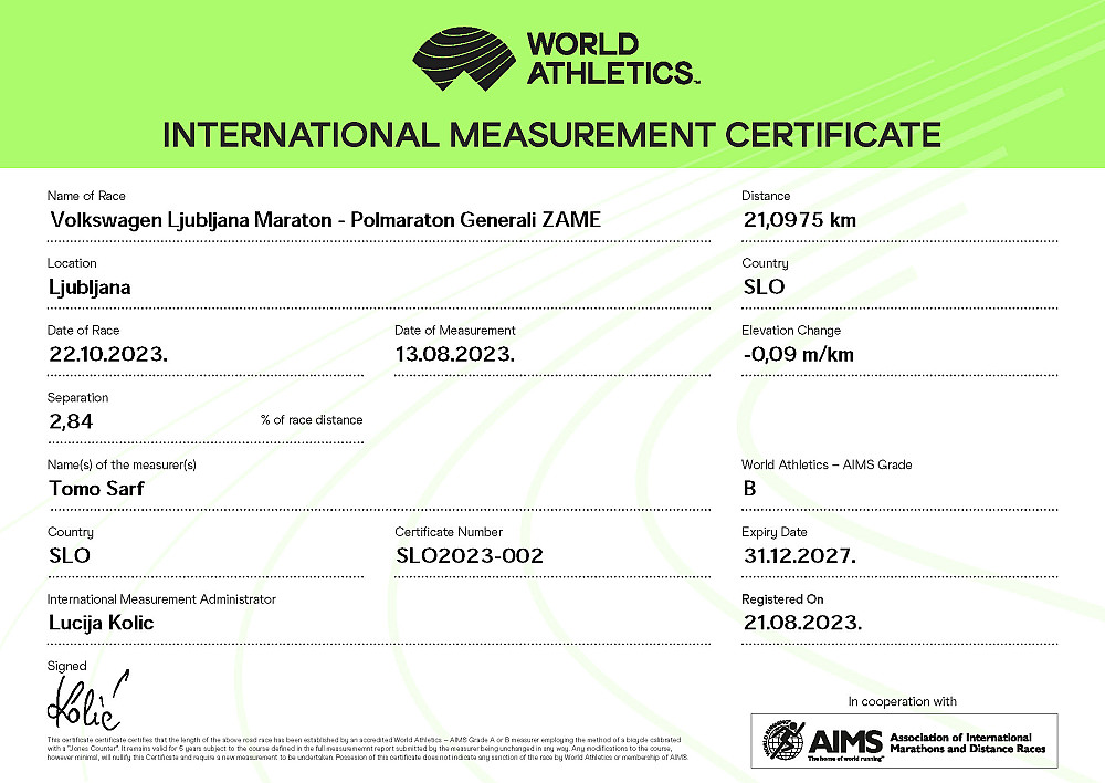 Certifikat 21.098 km Generali ZAME